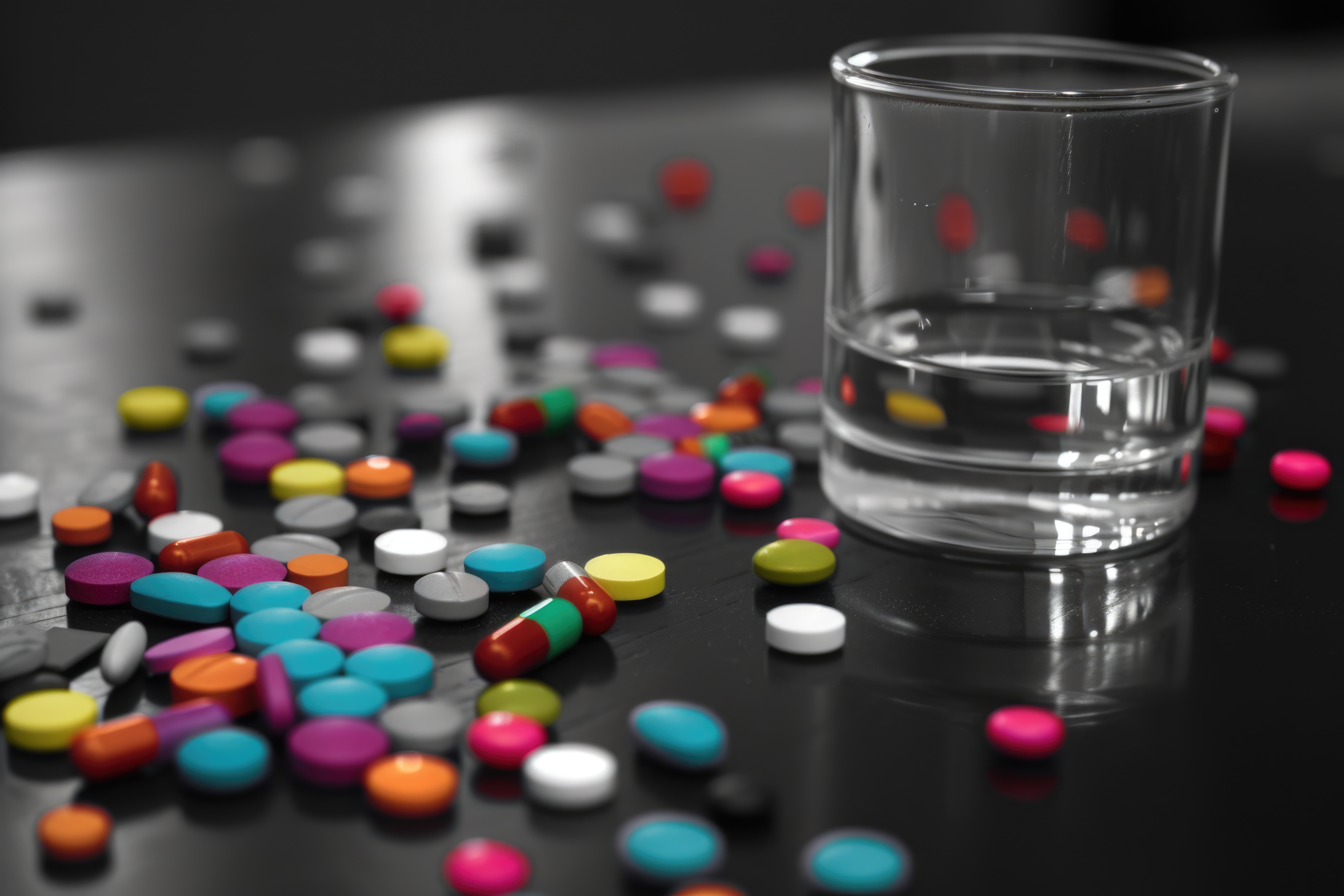 Colorful pharmaceutical tablets using binders to maintain structural integrity